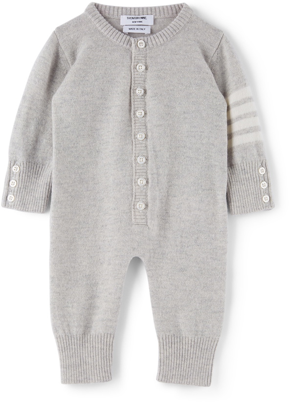 Photo: Thom Browne Baby Grey Merino Wool & Cashmere 4-Bar Bodysuit