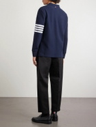 Thom Browne - Striped Cotton-Piqué Polo Shirt - Blue