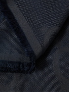 GUCCI - Fringed Logo-Jacquard Wool and Silk-Blend Scarf