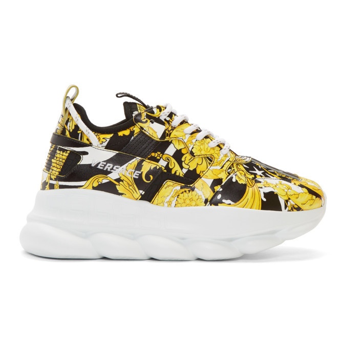 Photo: Versace Yellow and Black Barocco Chain Reaction Sneakers