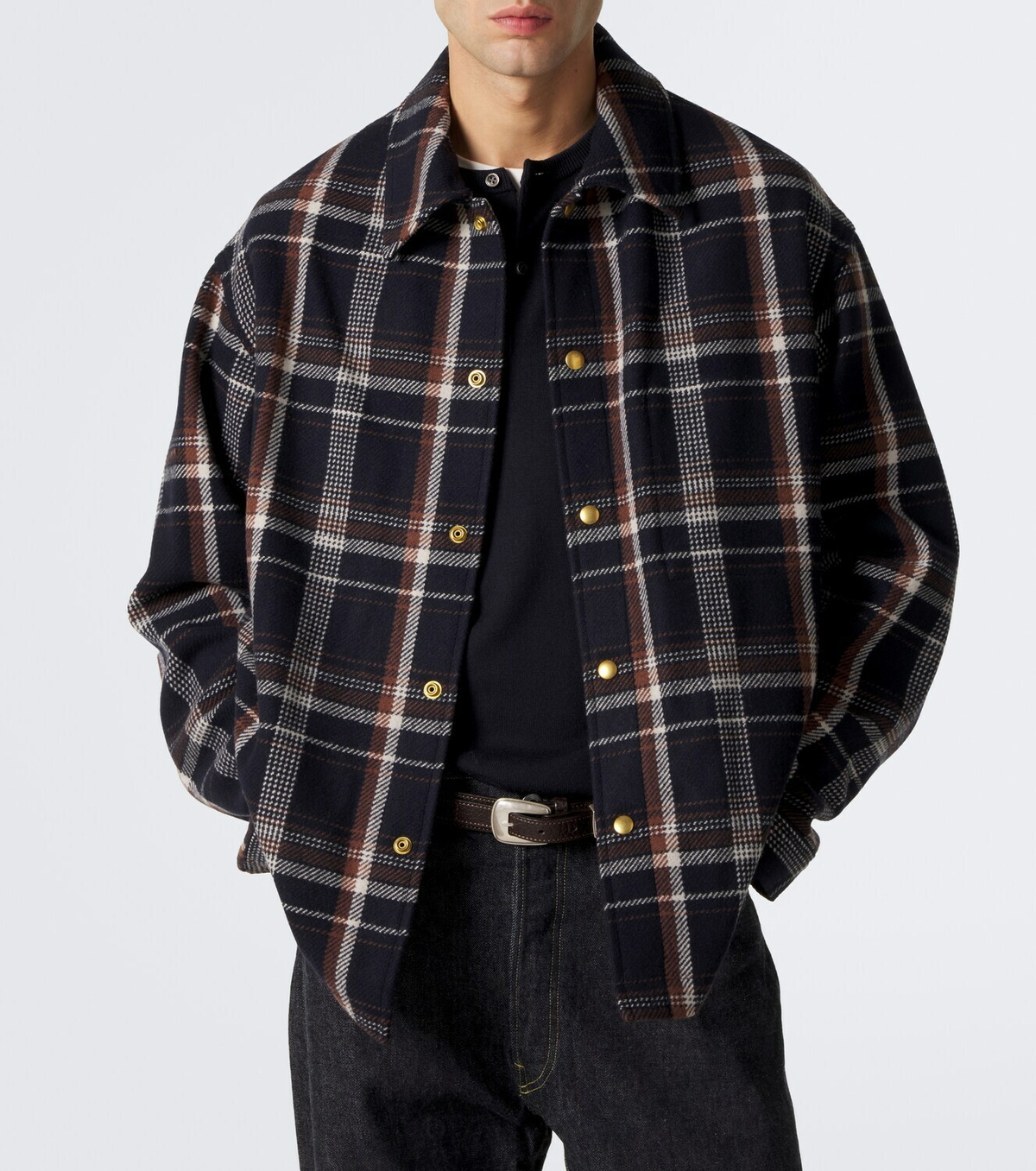A.Presse Checked wool and cashmere overshirt