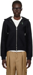 Burberry Black Thistle Logo Zip Hoodie