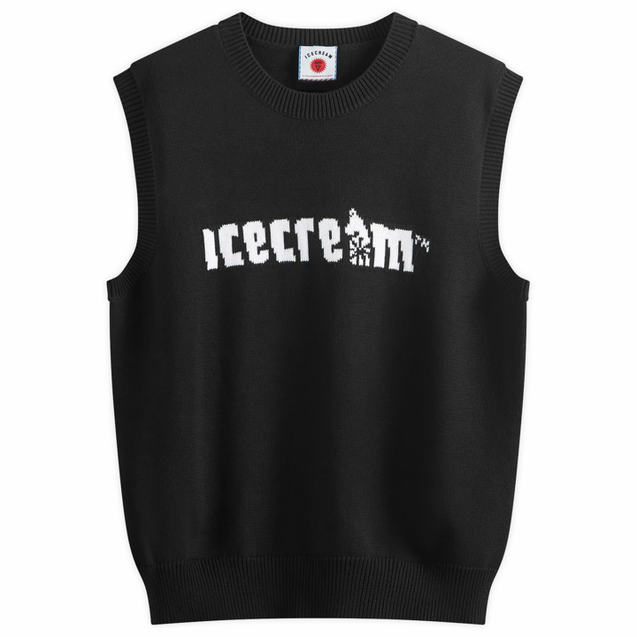 Photo: ICECREAM Men's Straight Logo Knit Vest in Black