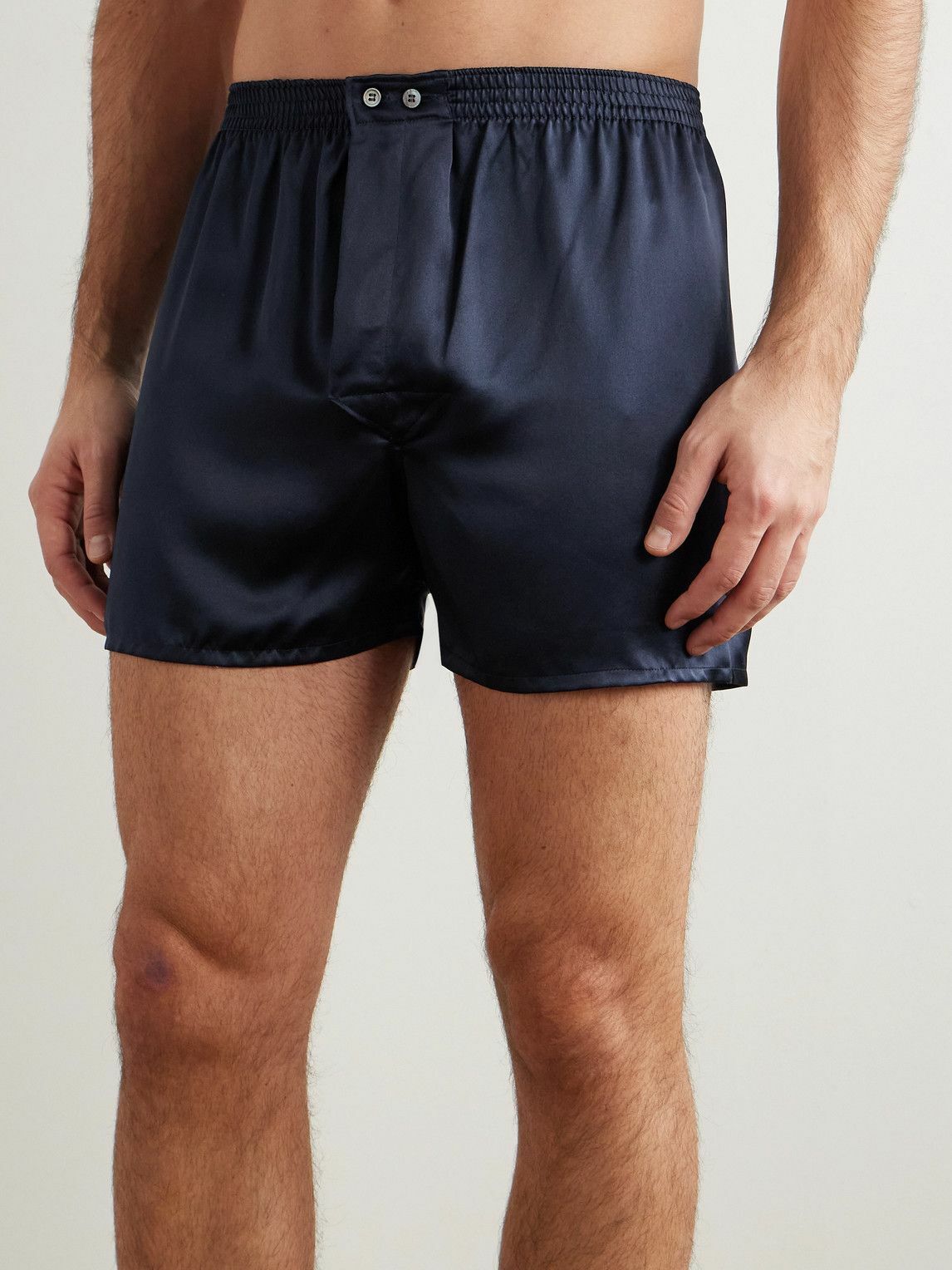 Derek Rose - Bailey Silk-Satin Boxer Shorts - Blue