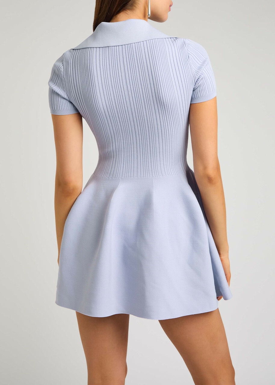 Self-portrait Ribbed Stretch-knit Mini Dress Lilac