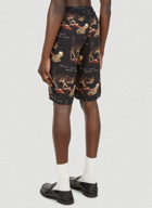 Abstract Motif Board Shorts in Black