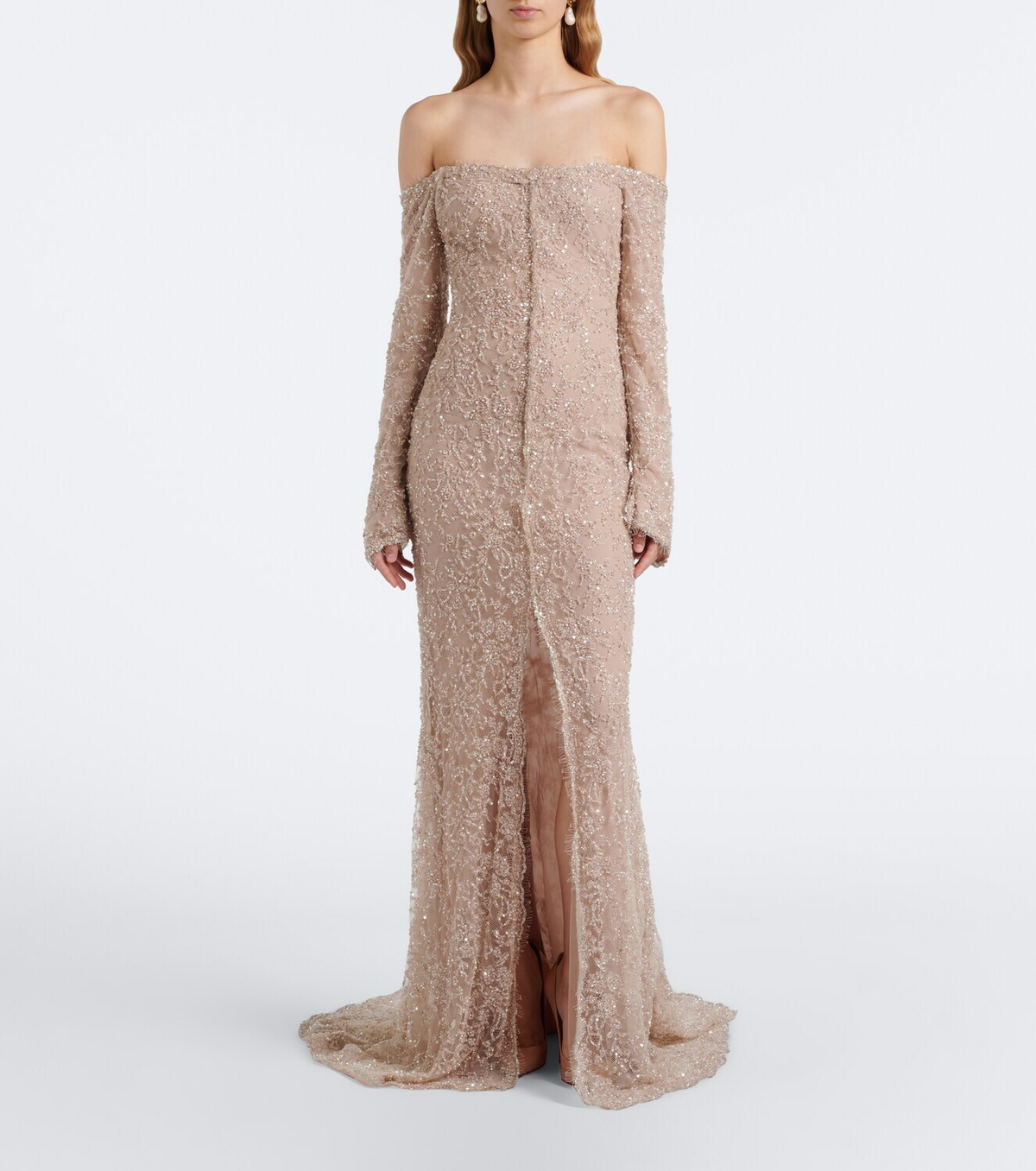 Marmar Halim Embellished off-shoulder lace gown