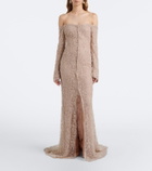 Marmar Halim Embellished off-shoulder lace gown
