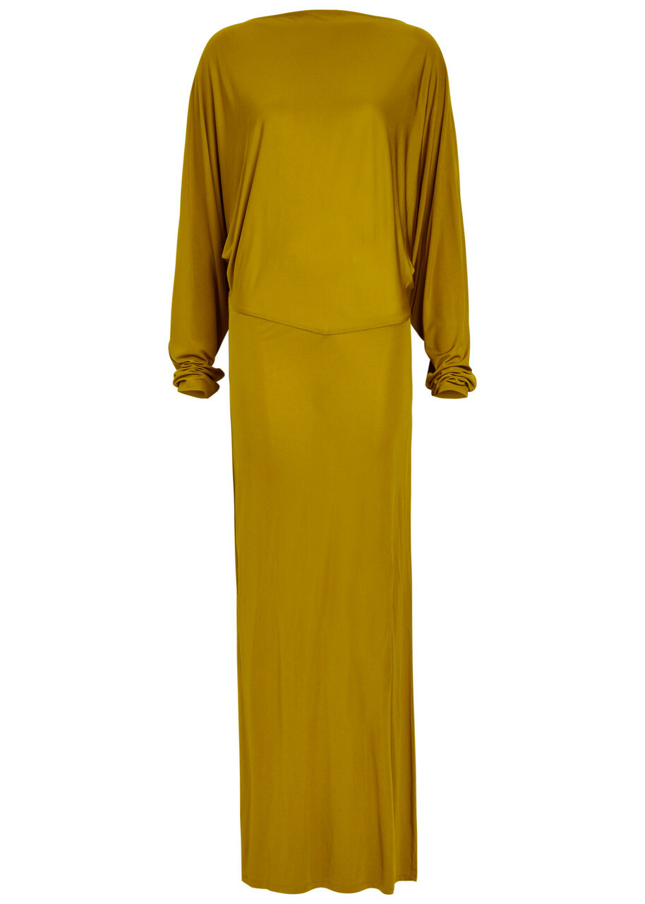 DE LA Vali Devana Open Back Jersey Maxi Dress Gold
