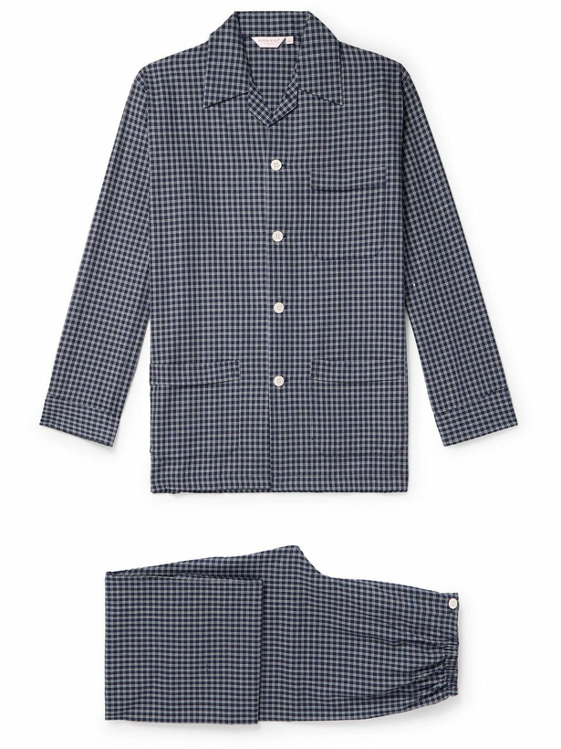 Photo: Derek Rose - Braemar Checked Cotton-Flannel Pyjama Set - Blue