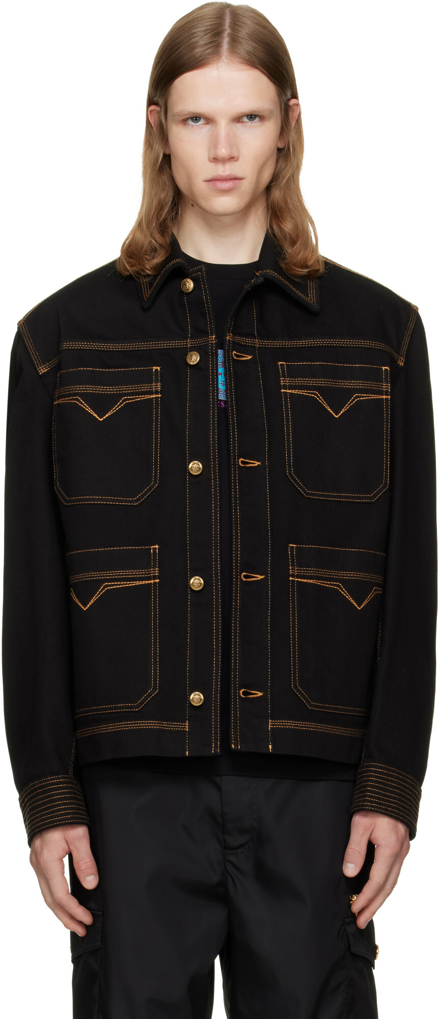 Versace Black Denim Blouson Jacket