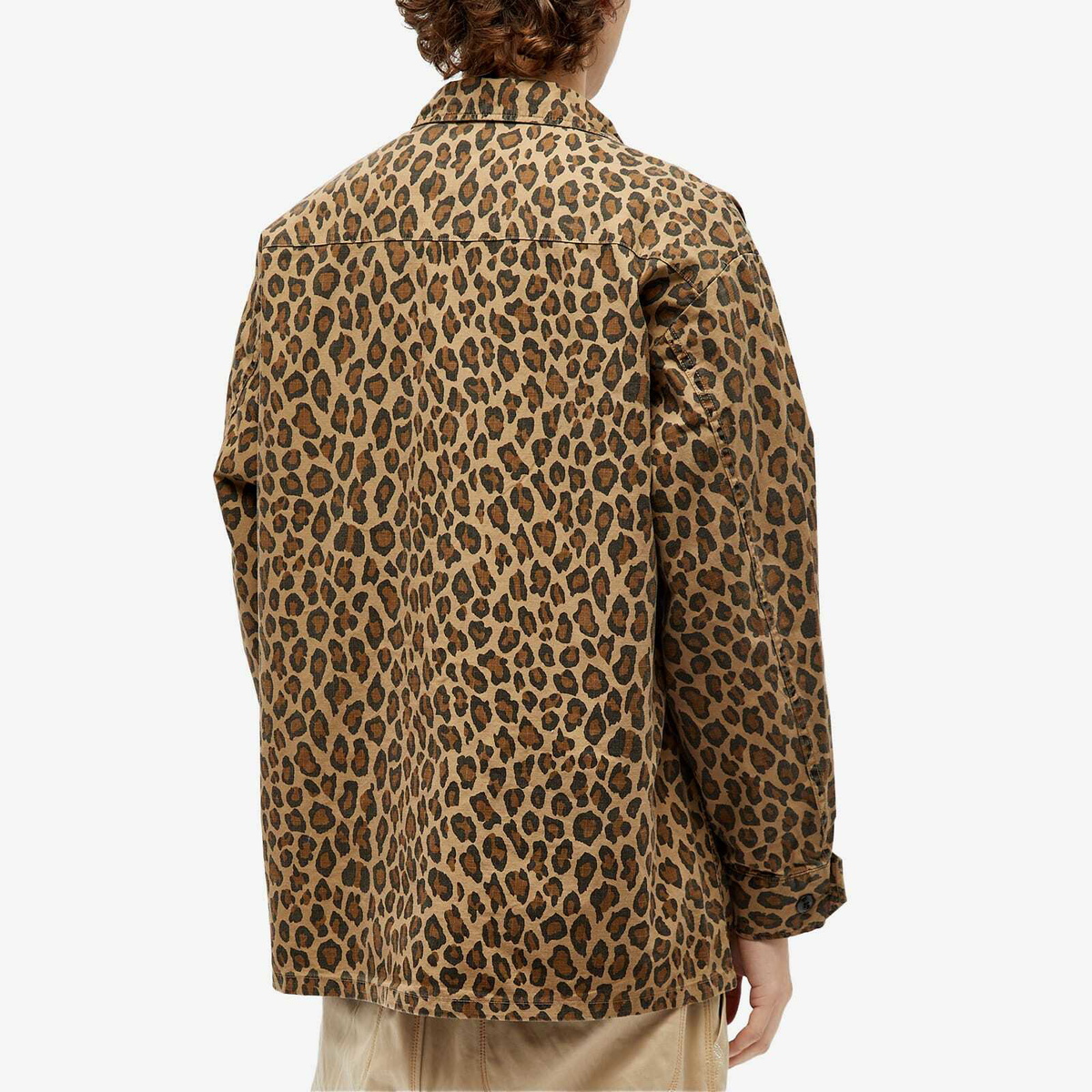 Wacko Maria Men's Leopard Fatigue Jacket in Beige Wacko Maria