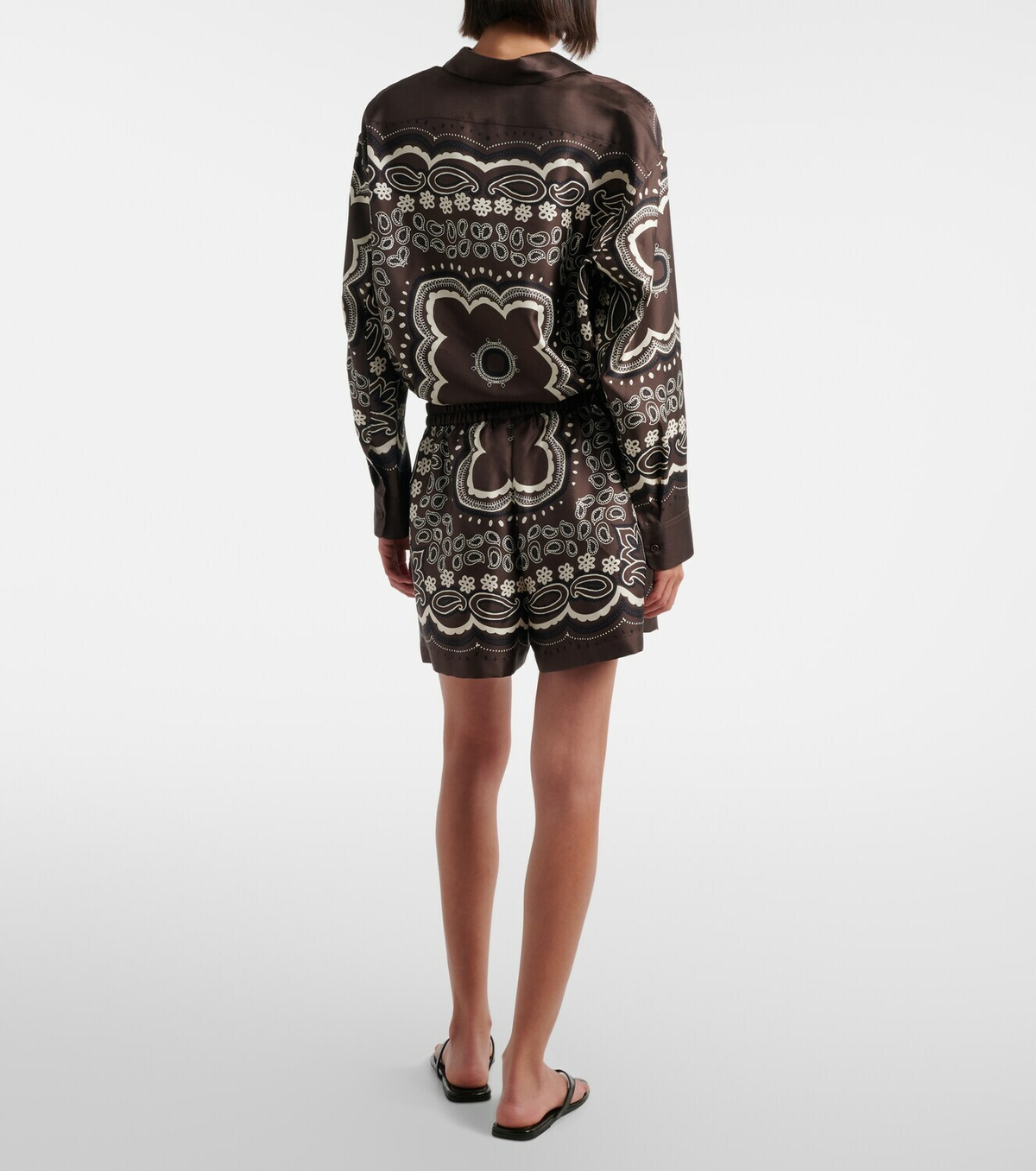 Nili Lotan Frances printed silk twill shorts