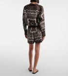 Nili Lotan Frances printed silk twill shorts