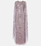 Jenny Packham Elio embellished caped gown