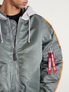 VETEMENTS - Padded Shell and Cotton-Blend Jersey Hooded Jacket - Green
