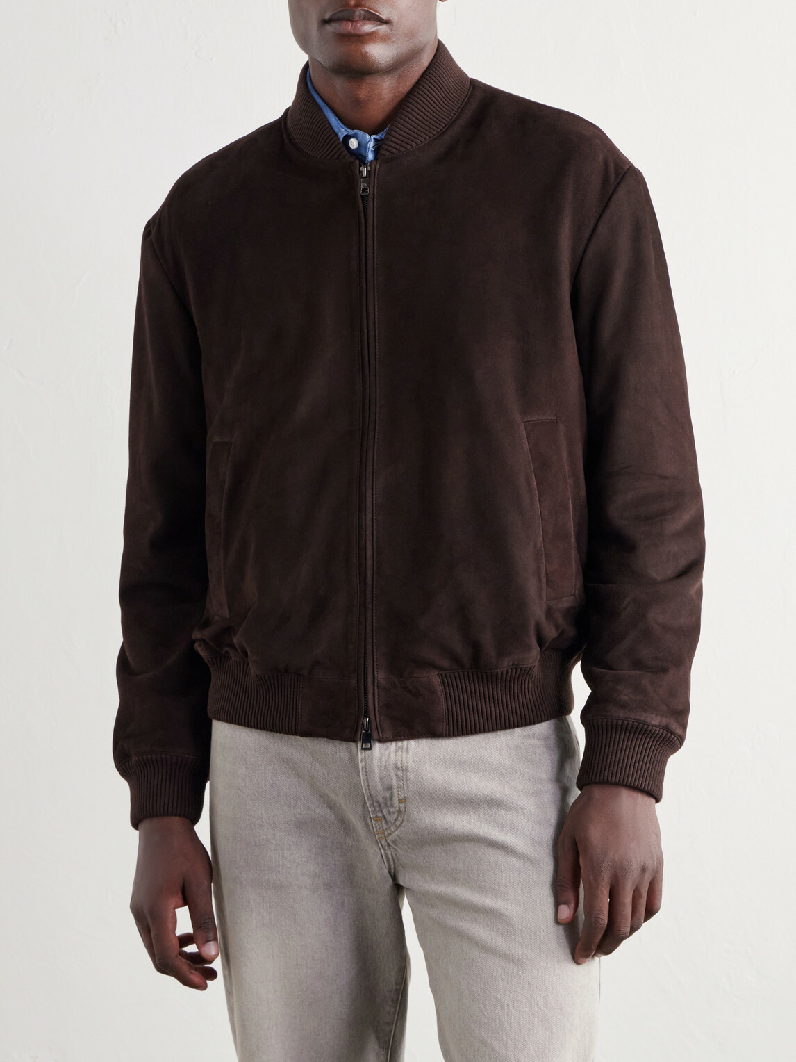Altea - Suede Blouson Jacket - Brown
