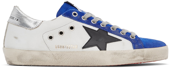 Photo: Golden Goose White & Blue Suede Superstar Sneakers