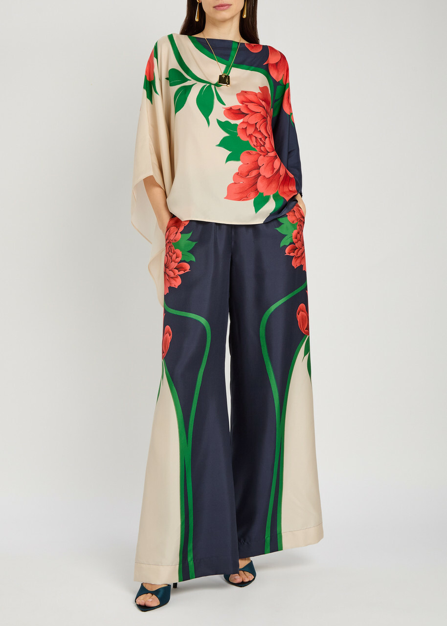 LA Double J Foulard Floral-print Silk top Multicoloured