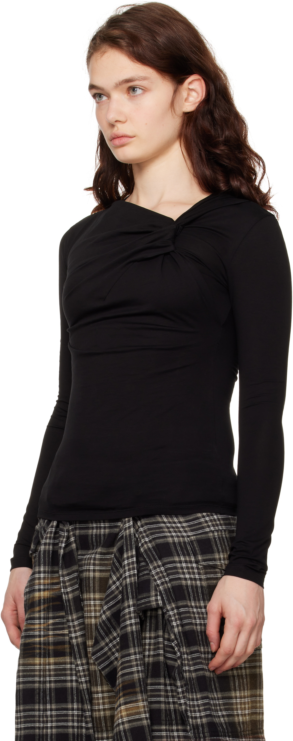 Juun.J Black Twist Long Sleeve T-shirt