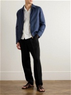 Brunello Cucinelli - Striped Wool, Linen, Silk and Ramie-Blend Bomber Jacket - Blue