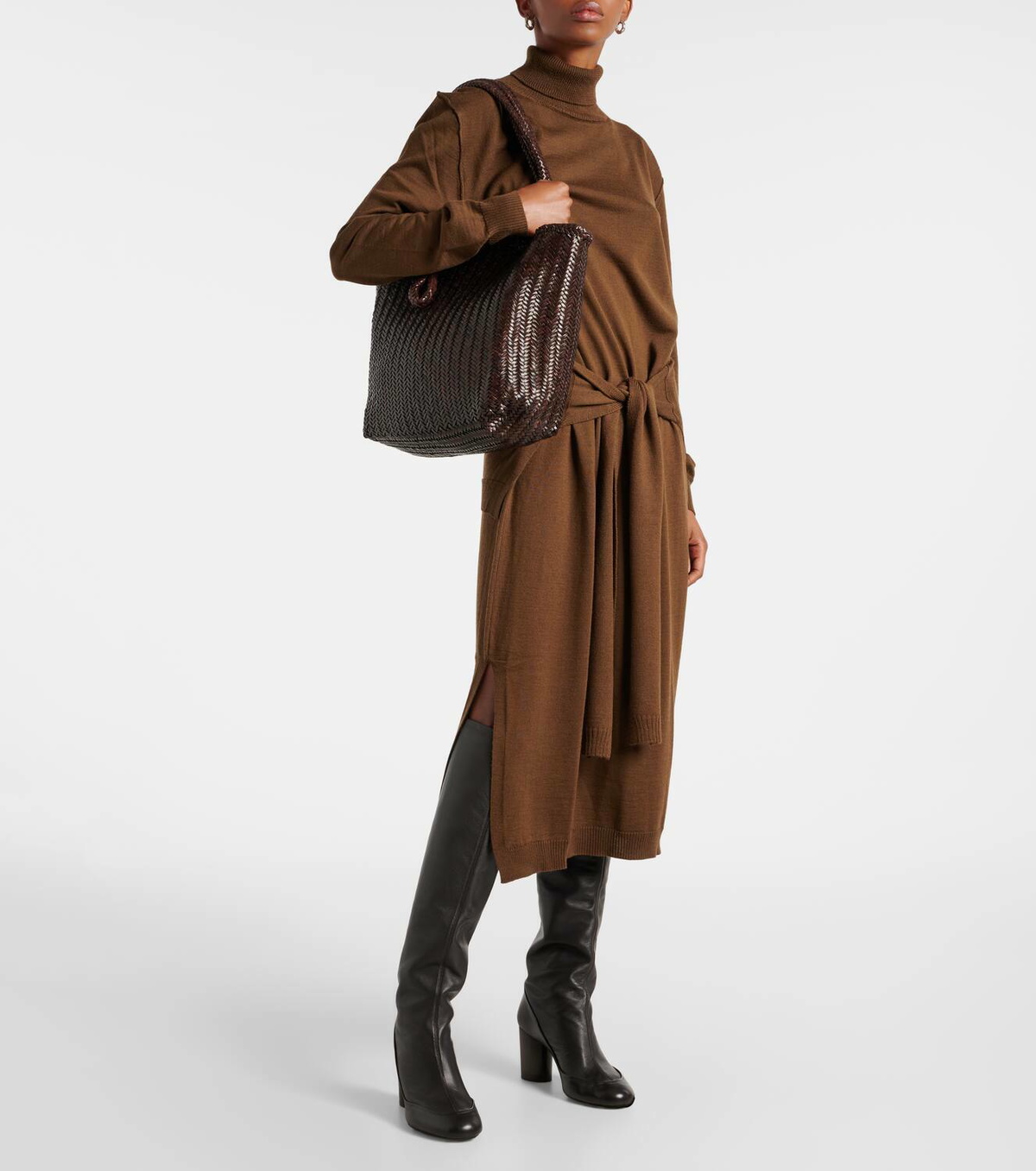 美品LEMAIREブラウン ドレープトートバッグ Lemaire Chevron Medium leather tote bag Lemaire