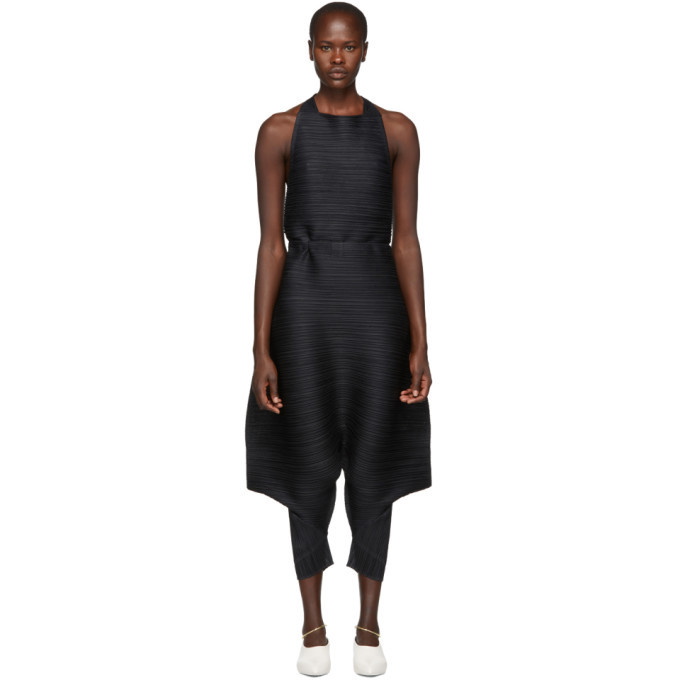 Pleats Please Issey Miyake Black Thicker Bounce Overalls Pleats