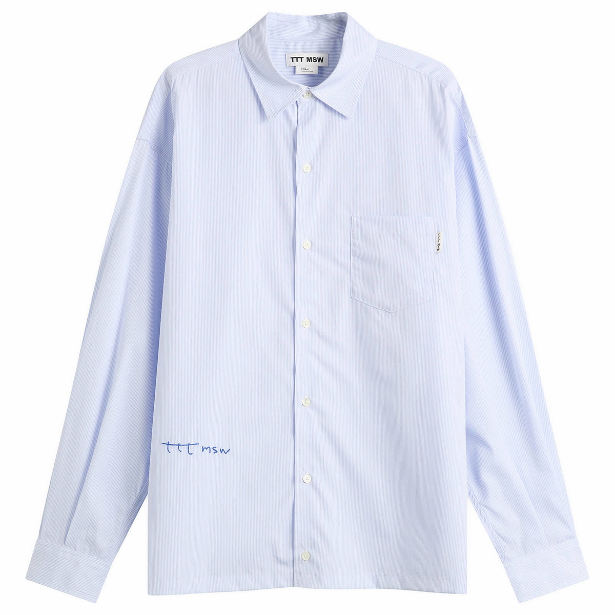 TTT MSW Men's Regular Collar Shirt in White Stripe