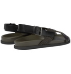 Valentino - Valentino Garavani Logo-Detailed Leather and Webbing Sandals - Men - Army green