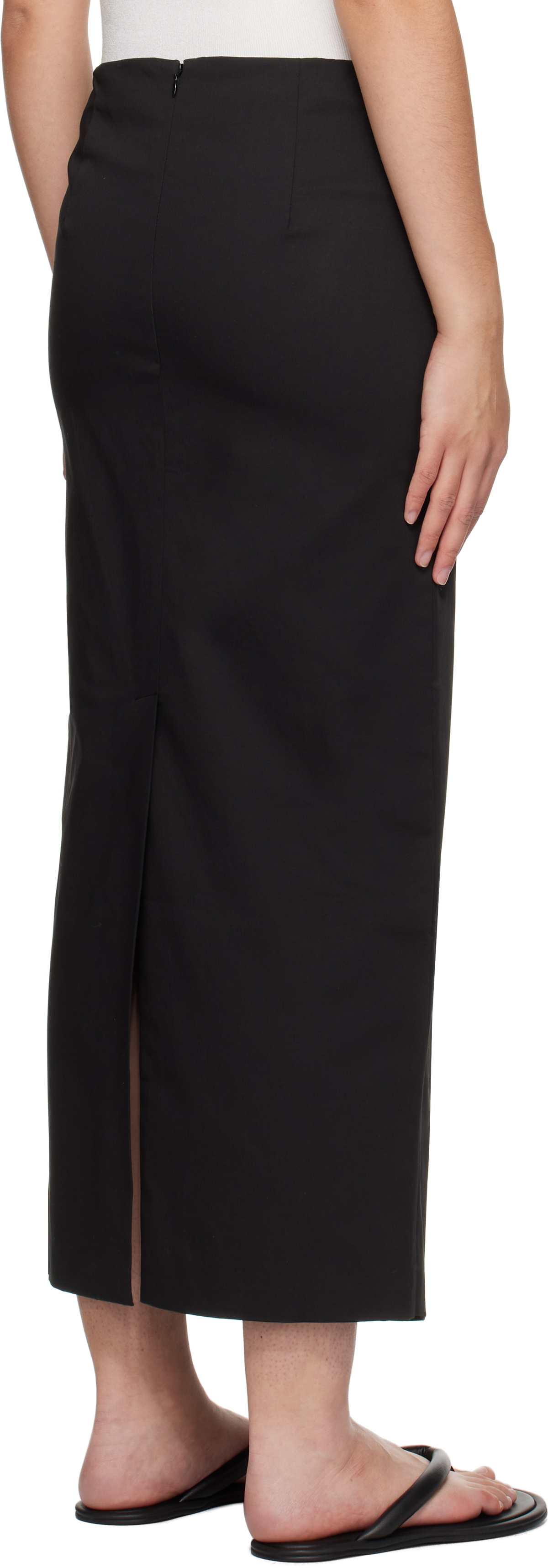 St. Agni Black Column Wrap Midi Skirt