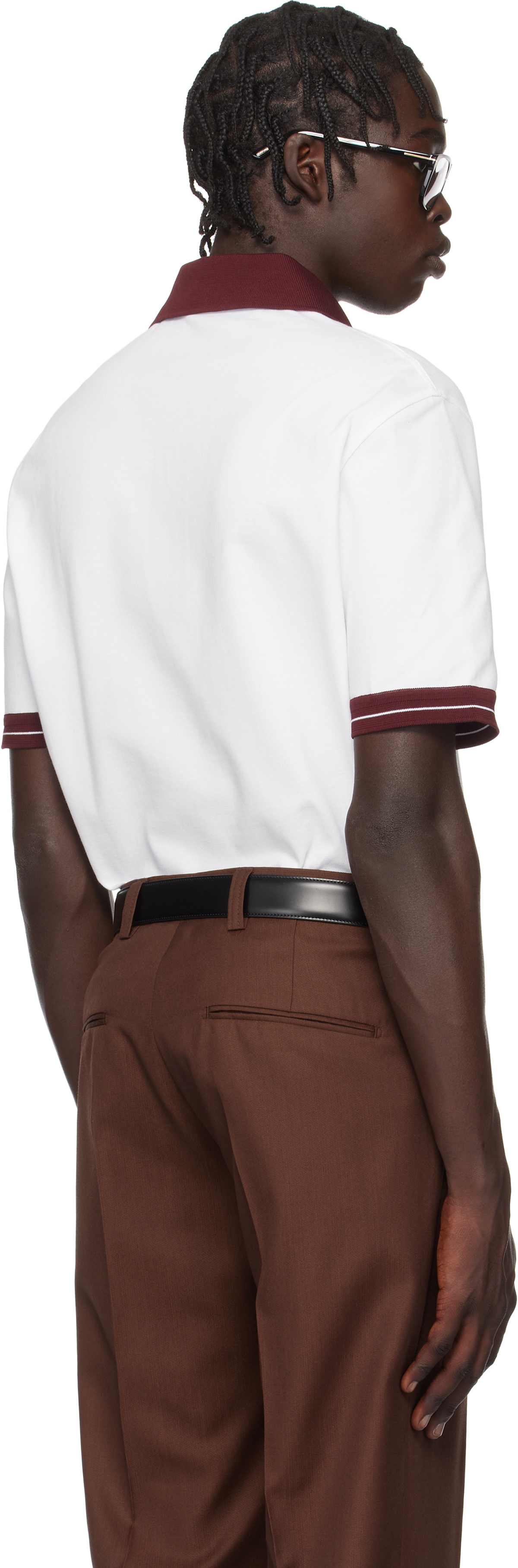 Ferragamo White Color Block Polo