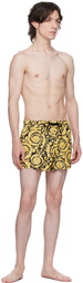 Versace Underwear Black & Gold Barocco Swim Shorts