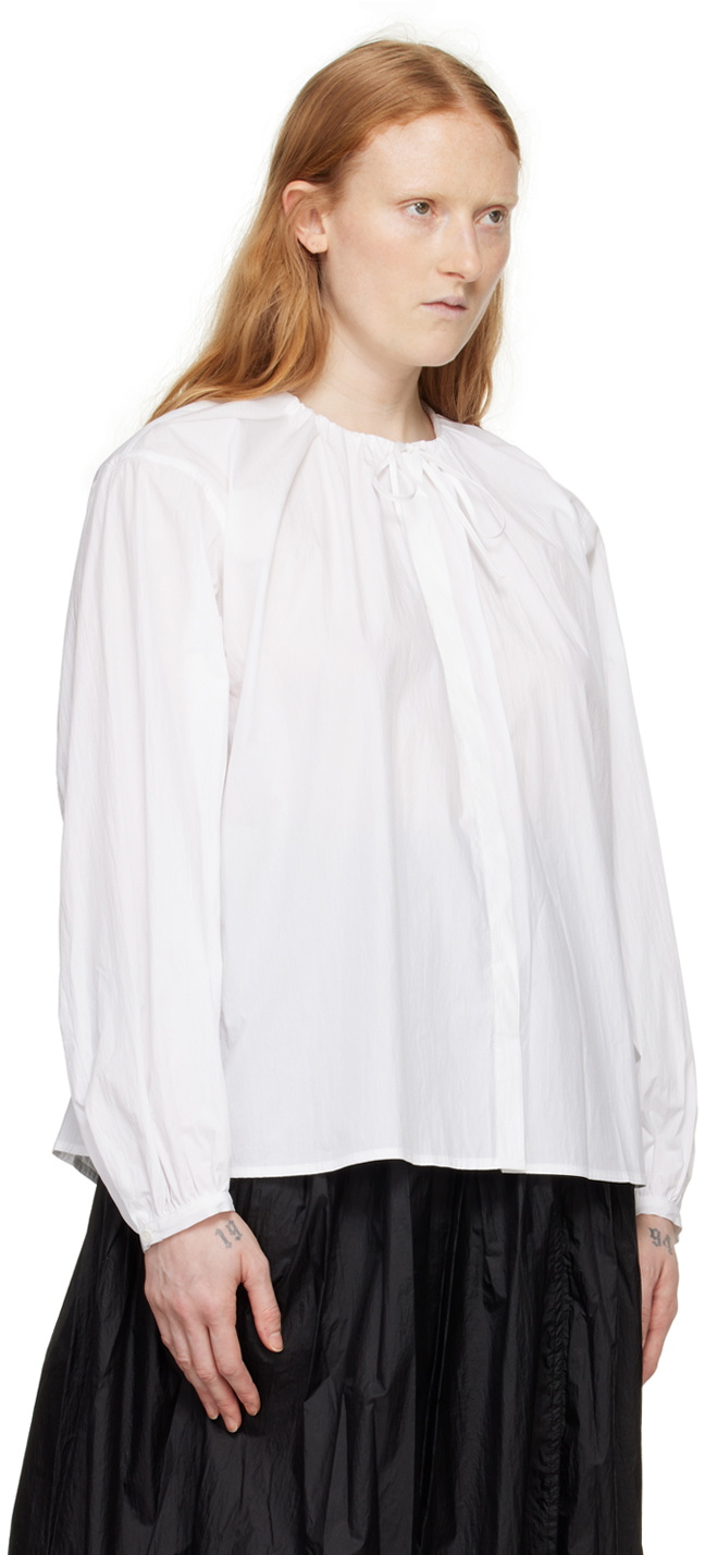 AMOMENTO White Shirred Blouse