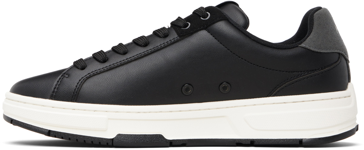 Hugo Black Faux-Leather Trainer Sneakers