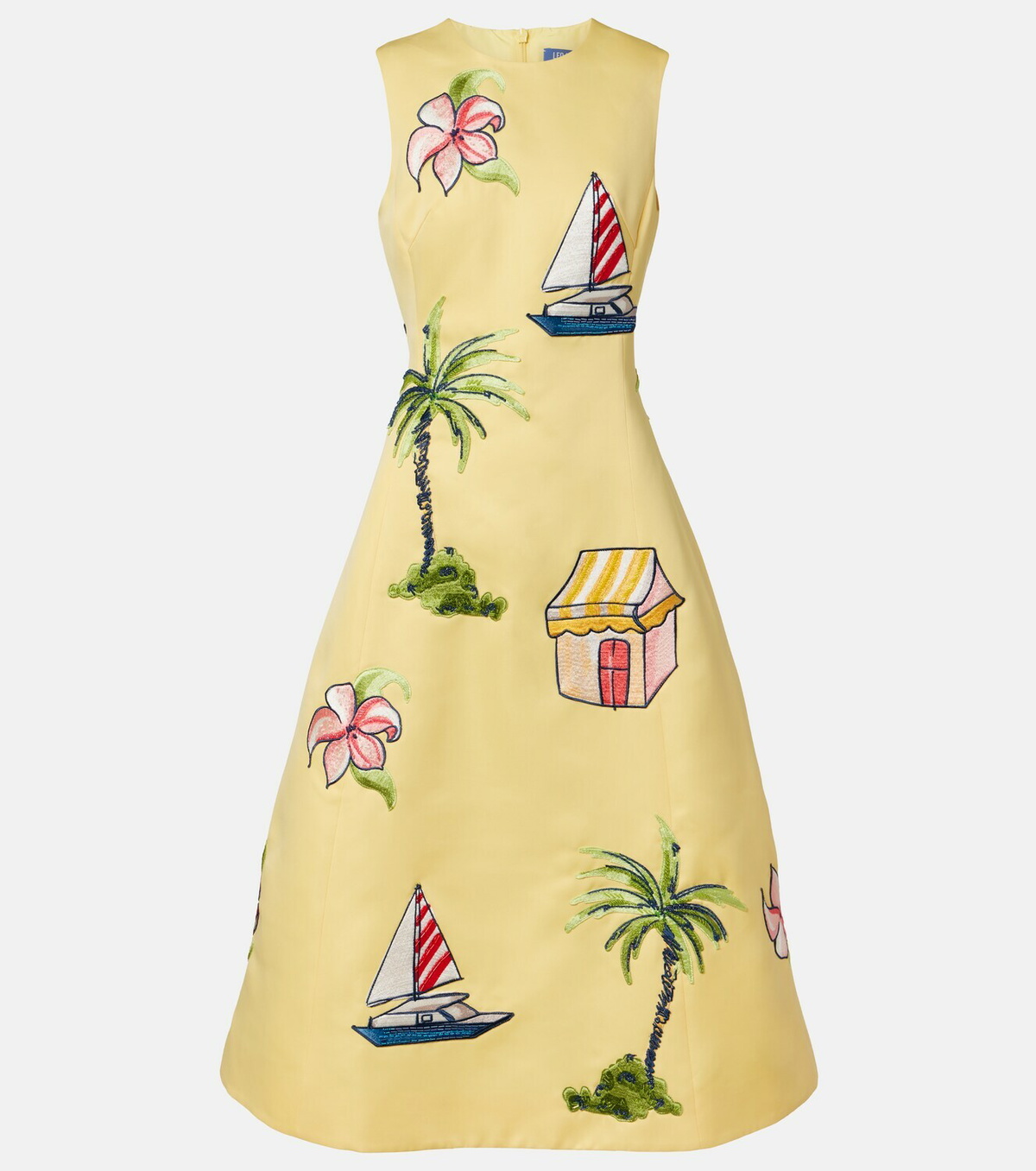 Leo Lin Beaded patch-appliqué midi dress