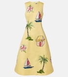 Leo Lin Beaded patch-appliqué midi dress