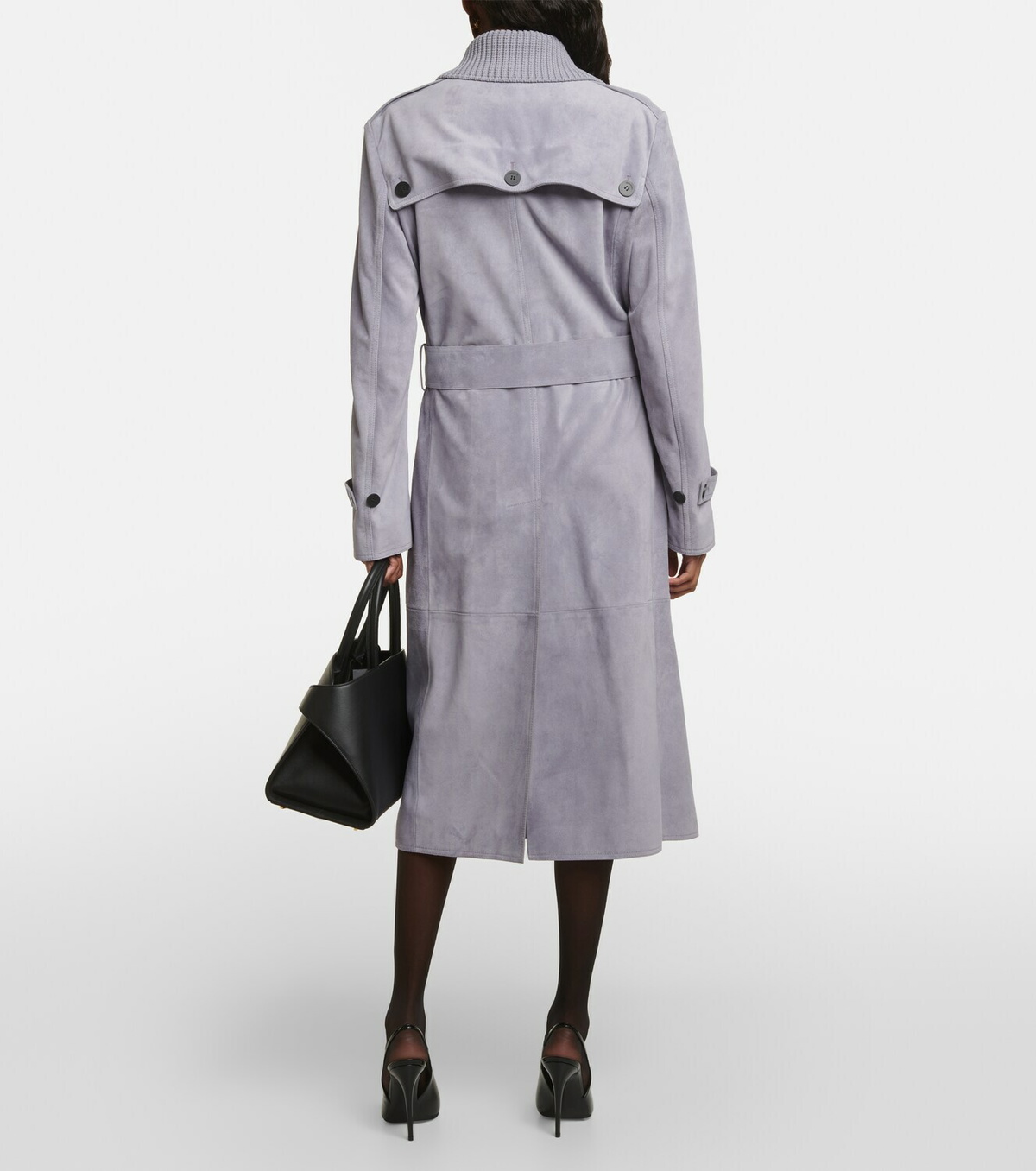 Salvatore Ferragamo グレー ダブルブレスト トレンチコート Ferragamo Suede trench coat Salvatore Ferragamo