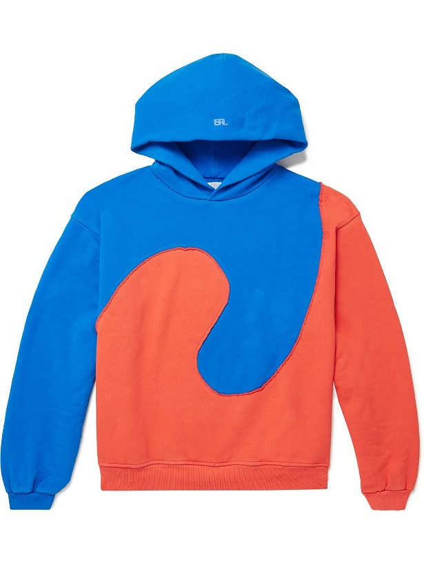 Photo: ERL - Two-Tone Panelled Cotton-Blend Jersey Hoodie - Blue
