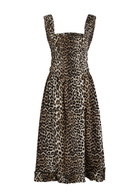 Ganni Leopard-print Cotton Midi Dress