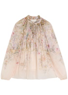 Zimmermann Rebellion Billow Floral-print Georgette Blouse Cream