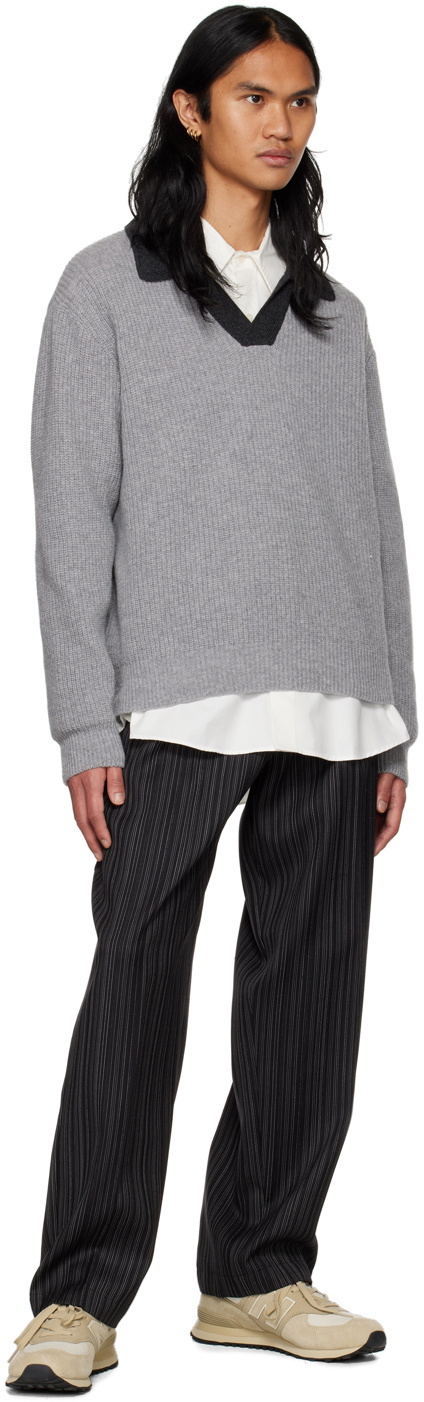 mfpen Gray Open Collar Polo mfpen