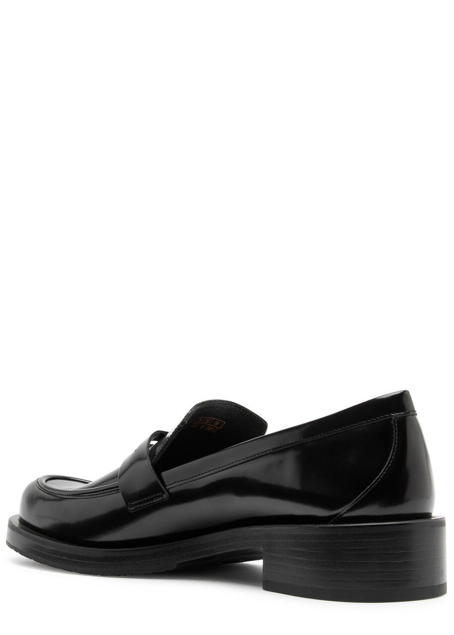 Stuart Weitzman Palmer Bold 40 Glossed Leather Loafers Black