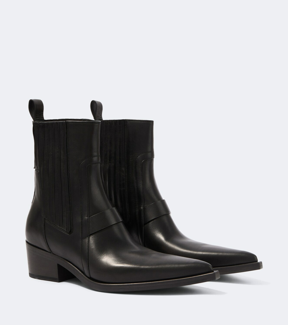 Rick Owens Pointed Silver leather ankle boots