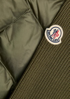 Moncler Hooded Quilted Shell and Cotton-blend Cardigan Khaki