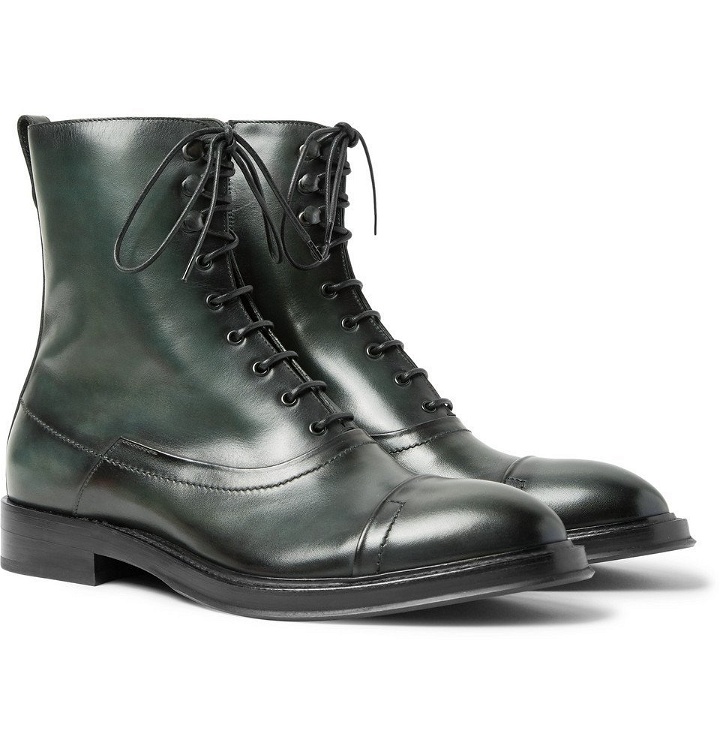 Photo: Berluti - Eris Bergen Leather Boots - Men - Dark green