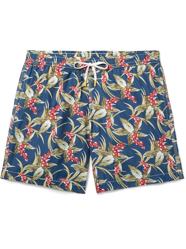 Photo: Hartford - Mid-Length Floral-Print Recycled Swim Shorts - Blue