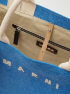 Marni - Logo-Embroidered Webbing-Trimmed Stonewashed Denim Tote Bag