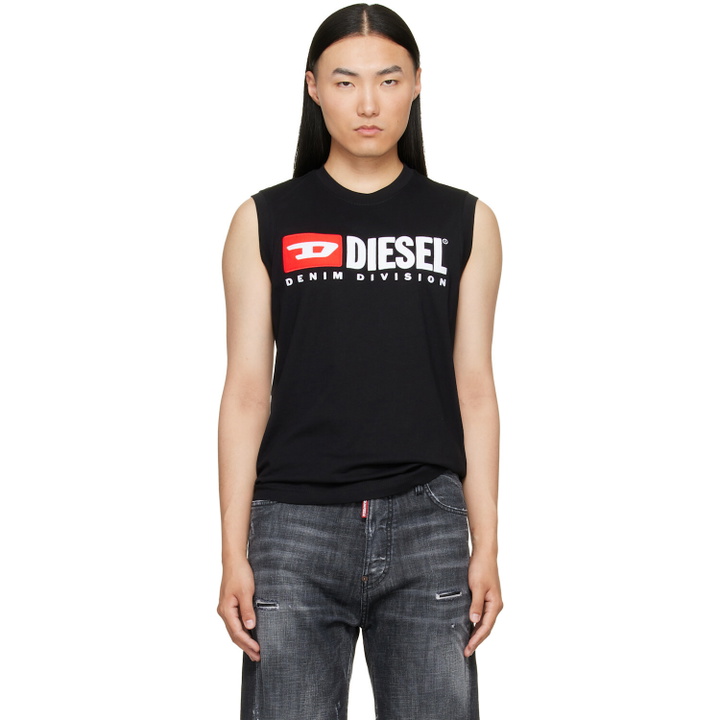 Photo: Diesel Black Chest Logo Print Tank Top