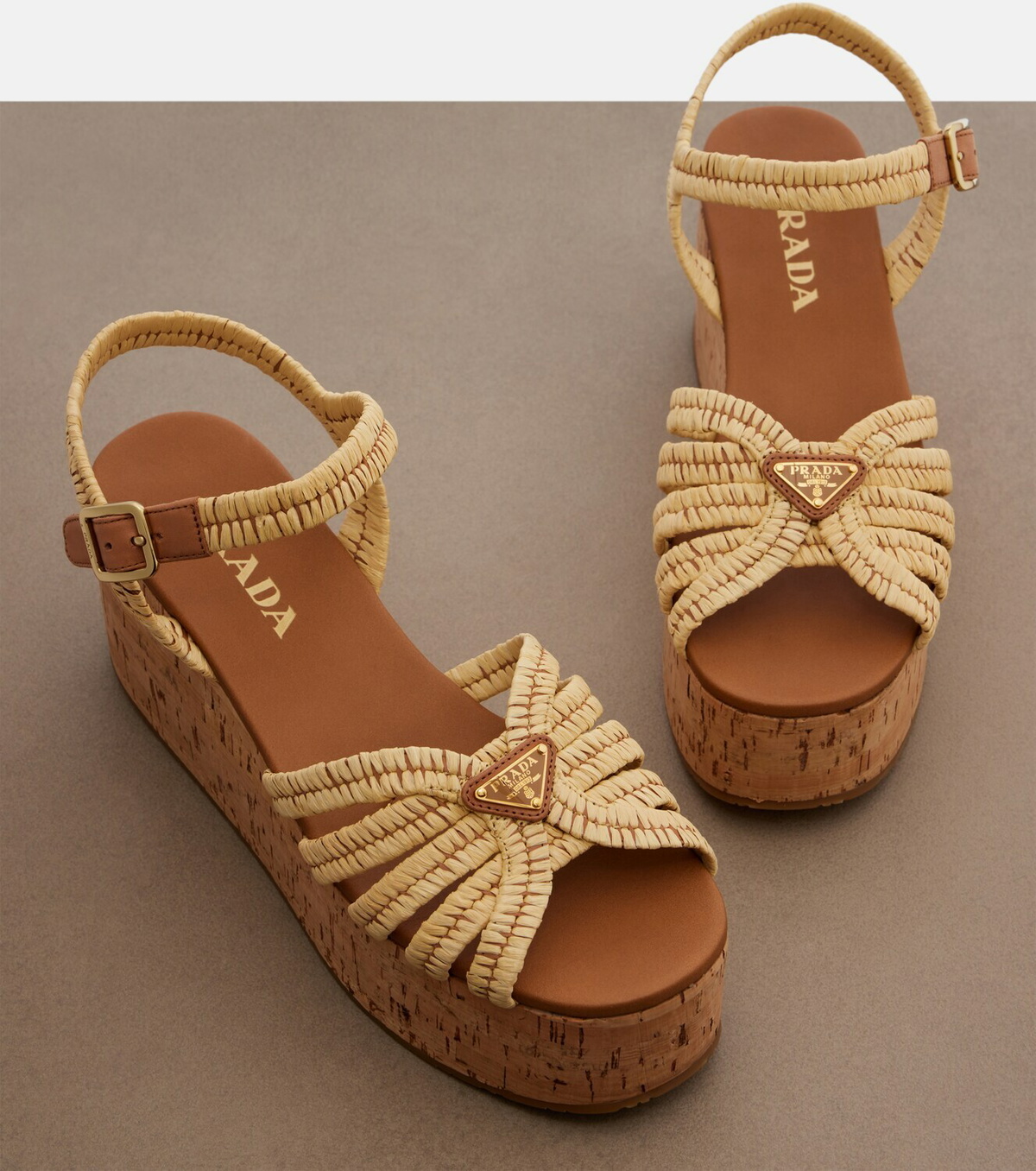 Prada Crochet wedge sandals