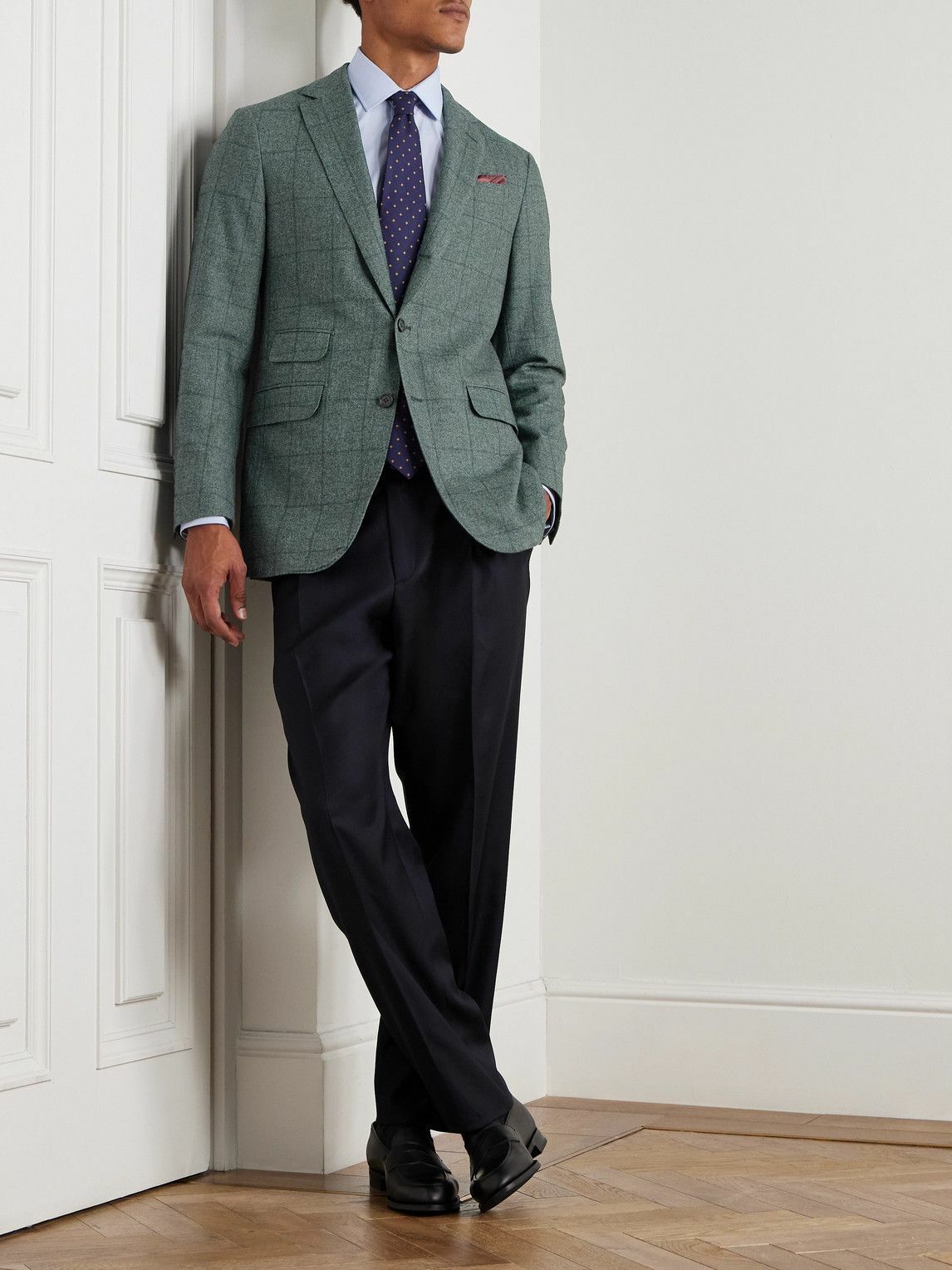 Sid Mashburn - Virgil Checked Wool, Cotton and Cashmere-Blend Blazer - Gray